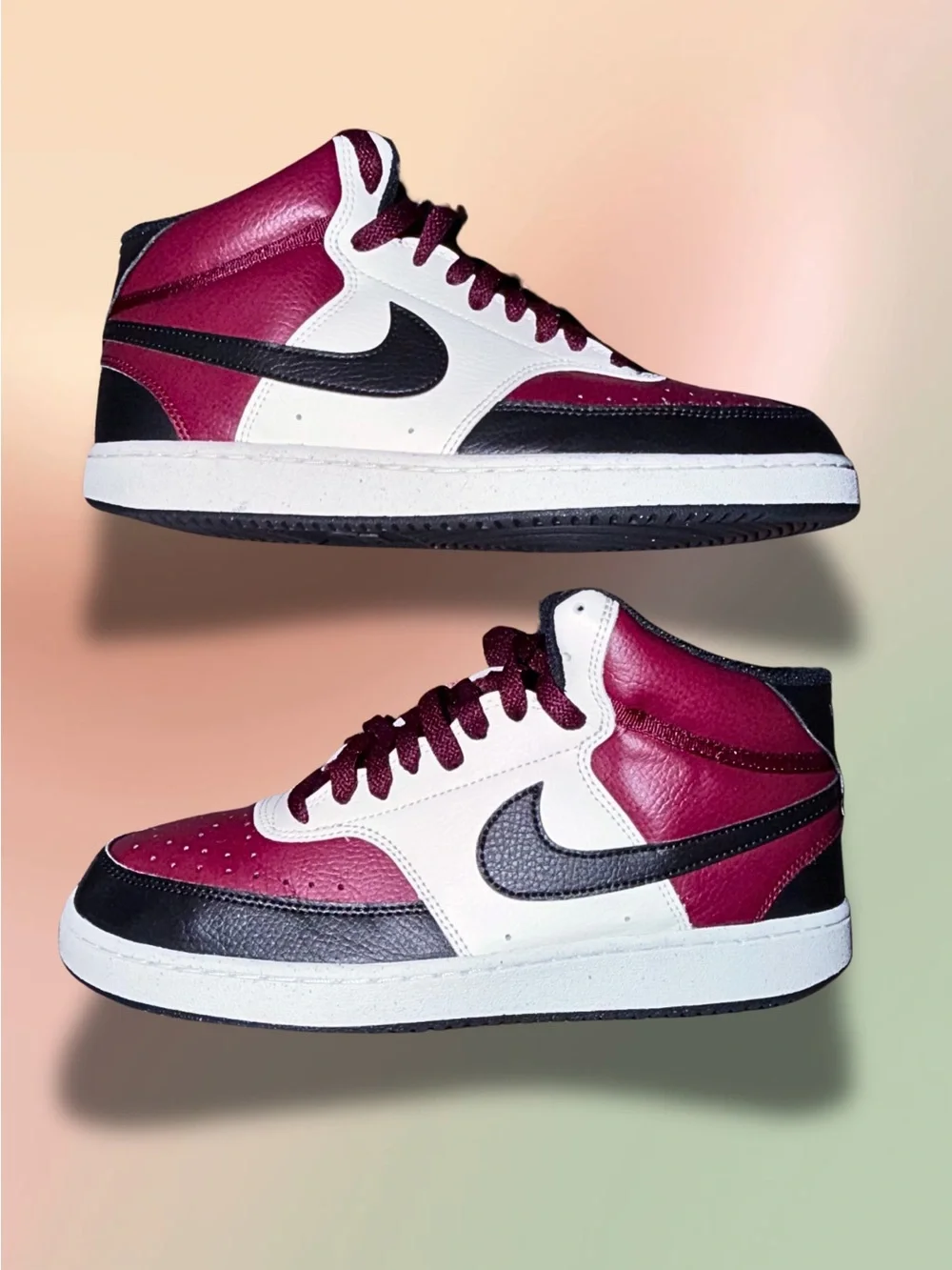 Nike Court Vision Mid Burgundy Black White High Top Sneakers Men’s 8.5